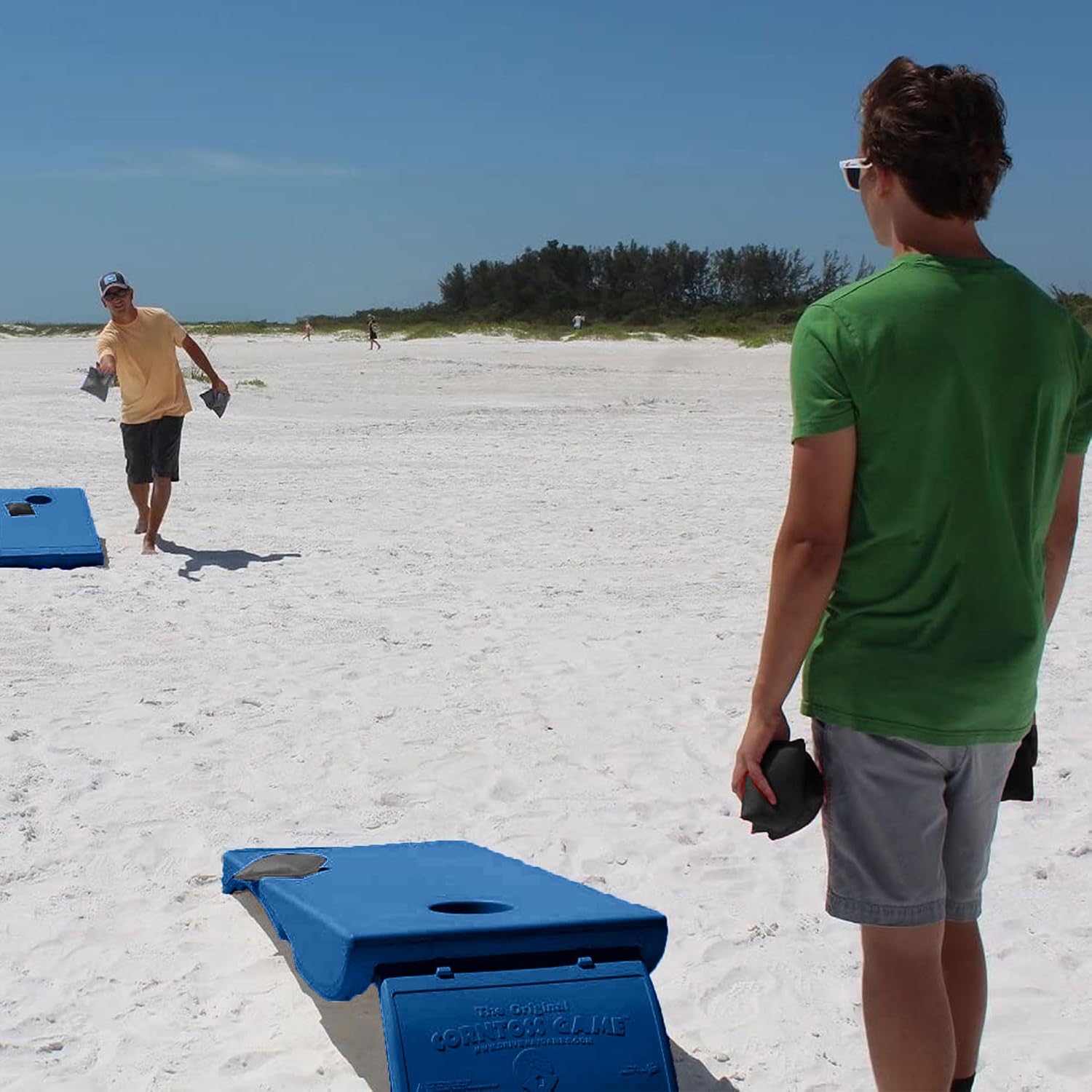 All Weather Corntoss Bean Bag Cornhole Yard Game Set for Indoor and Outdoor Use with 2 Target Boards and 8 Bean Bags