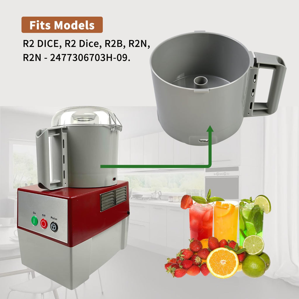 112204S Food Processor Gray Bowl 3 Qt Compatible with Robot Coupe R2 Bowl