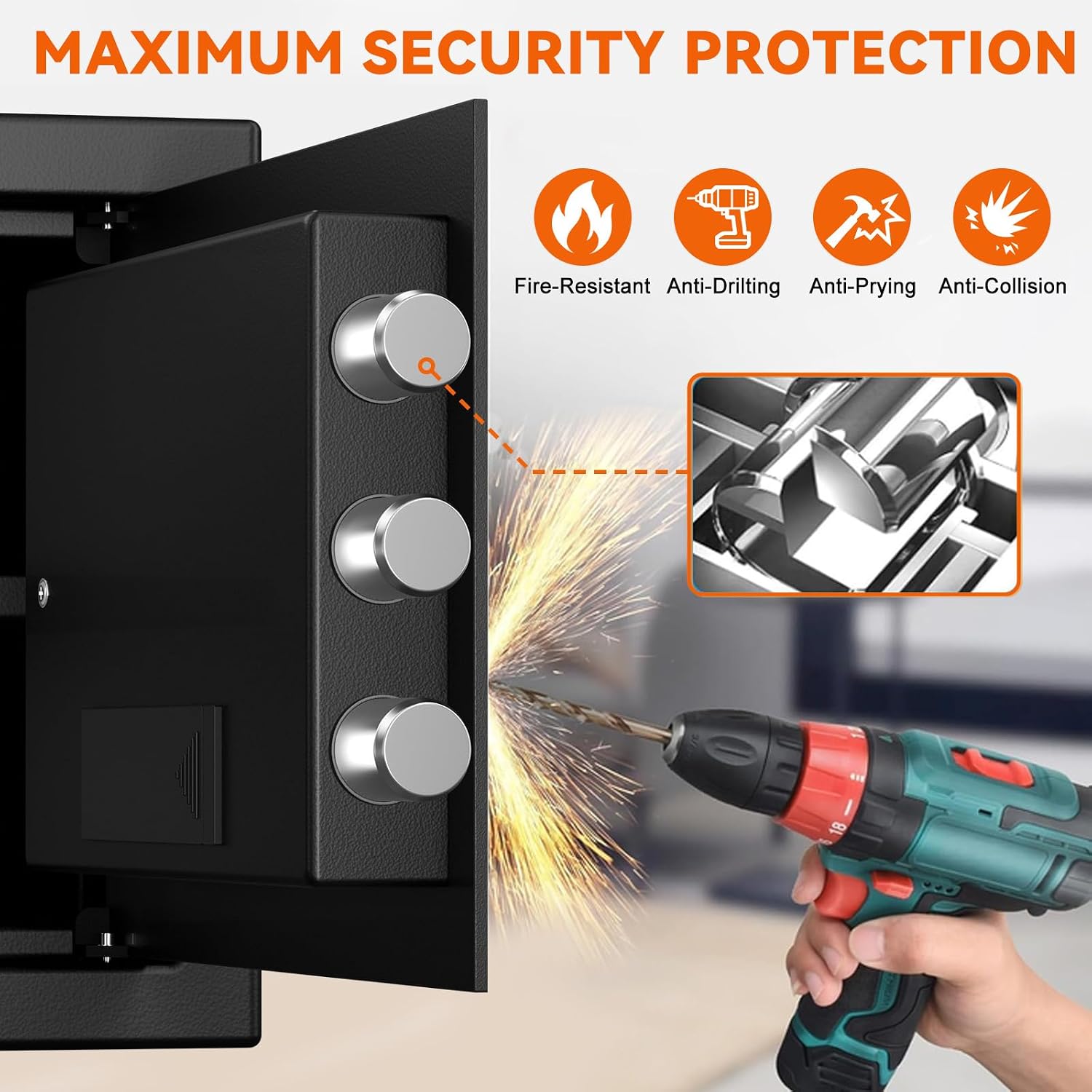 1.2 Cub Small Safe for Home Use, Digital Security Safe Box with Electronic Keypad Key, Fireproof Bag and Removable