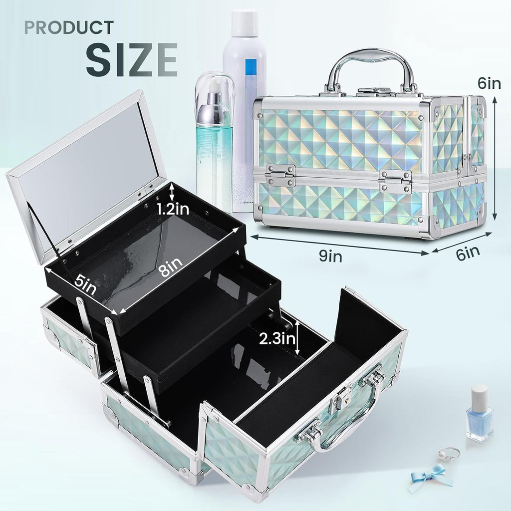 Makeup Case Portable Makeup Box Organizer Travel Cosmetic Case Storage with Mirror Locking Make Up Cases Organizers