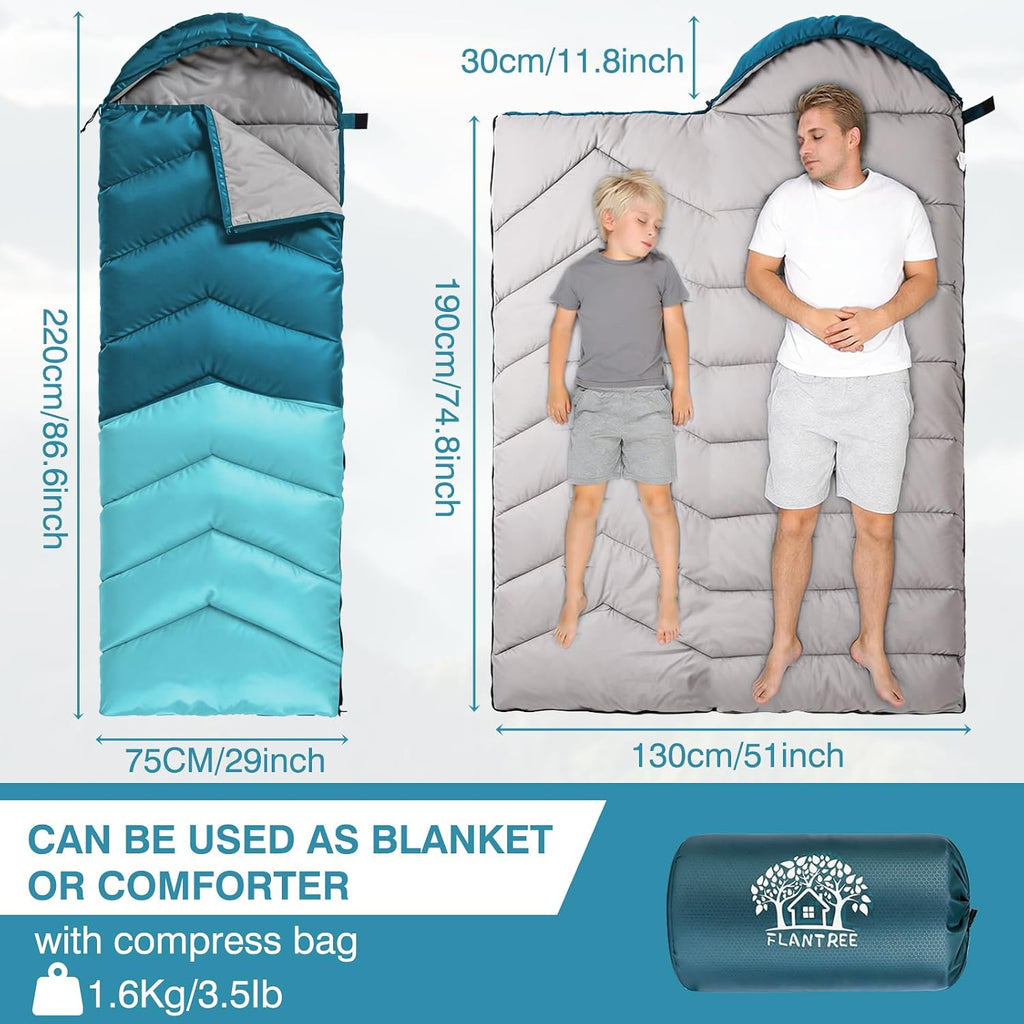 Sleeping Bags for Adults & Kids for Camping Hiking Trips Warm Cool Weather, Lightweight and Waterproof with