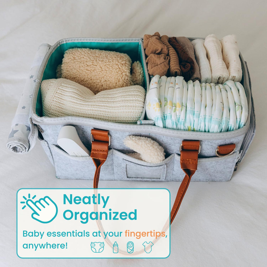 Baby Diaper Caddy With Lid, Diaper Caddy Organizer for New Mom Gifts, Newborn Essentials Must Haves, Registry for