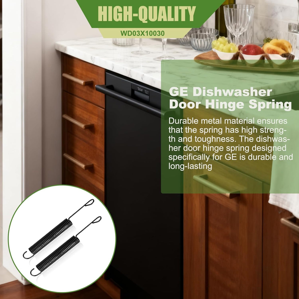 2-Pack WD03X10030 Universal Fit GE Dishwasher Door Hinge Spring - Restore Dishwasher Door Function, ge dishwasher spring，Replaces AP3994827, 1263909, AH1481850, EA1481850, PS1481850