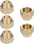 Brass 3/8 Flare Nut, 45° Flare Tube Fitting Leak Free Flarefitting for Air Conditioning Copper Pipe Extension Butt (3/8", 5 Pack)