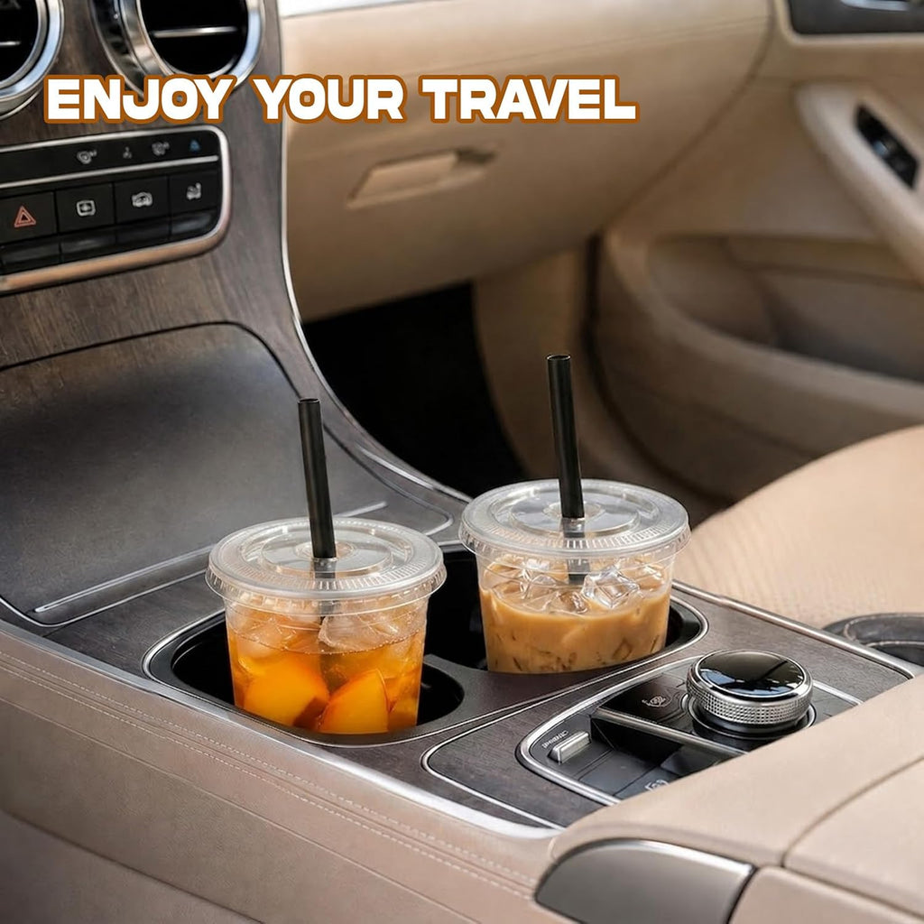 100 Sets 16oz Clear Plastic Cups with Lids & Wide Boba Straws