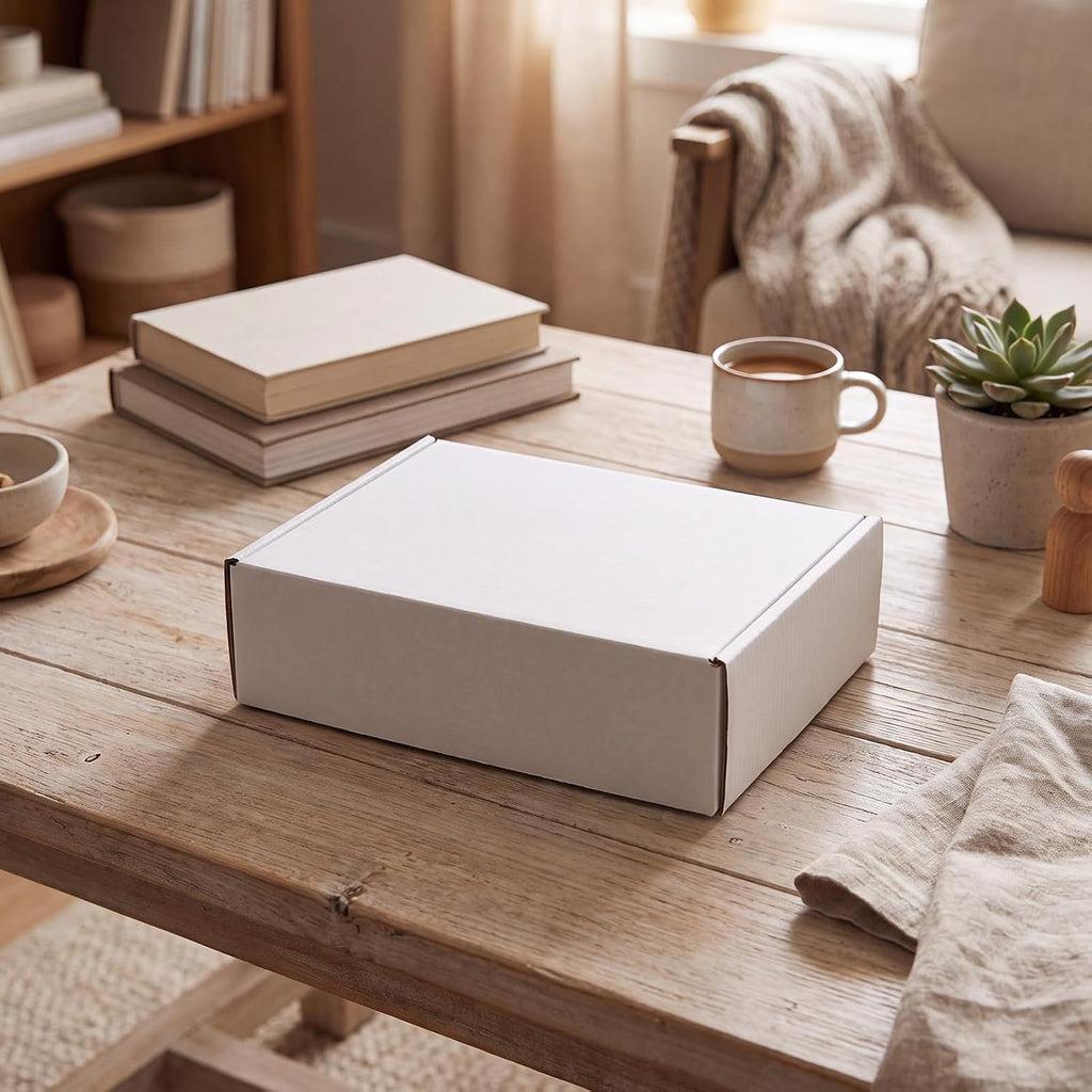 7x5x2 Small Shipping Boxes Set of 6, White Corrugated Cardboard Mailer Box for Packing, Mailing, Small Business