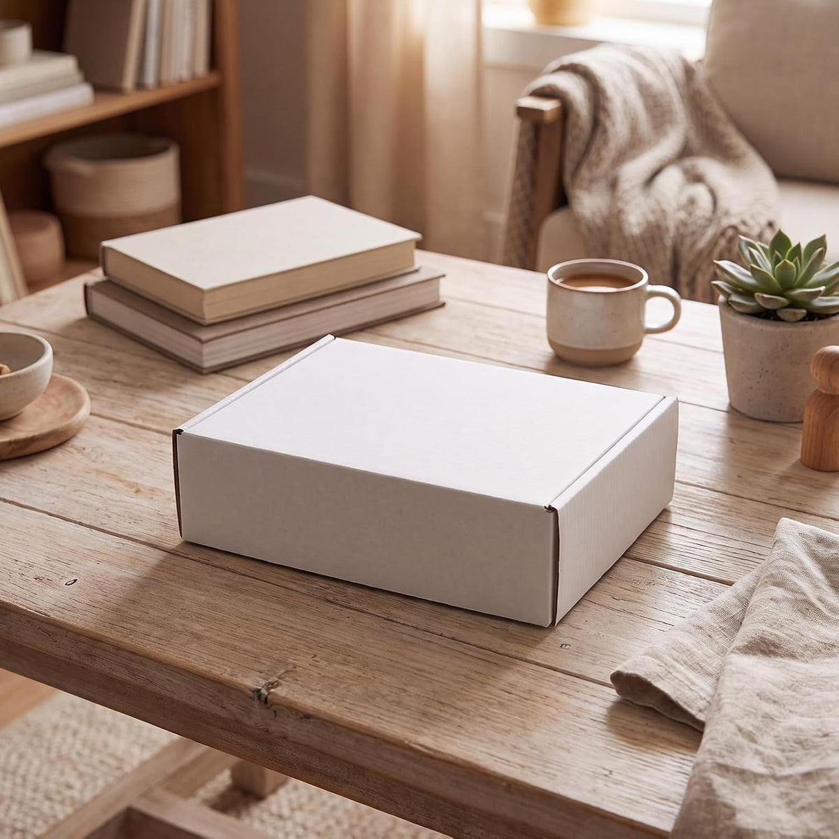 7x5x2 Small Shipping Boxes Set of 6, White Corrugated Cardboard Mailer Box for Packing, Mailing, Small Business