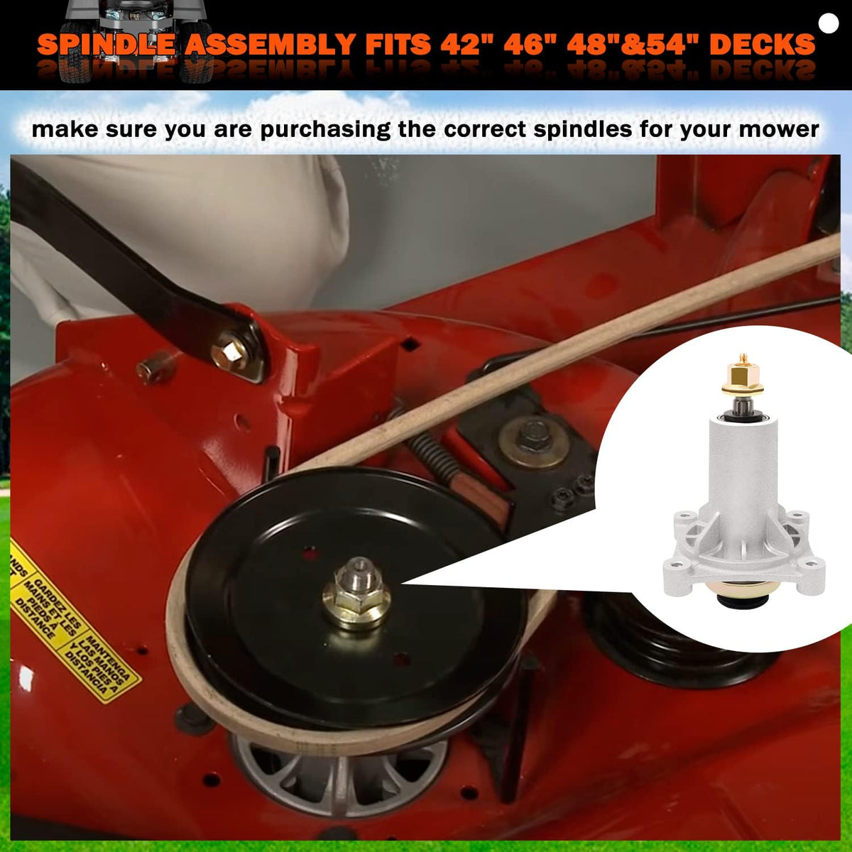 KOOTANS 187292 Spindle Assembly Fit for Husqvarna 587820301 587819701 532187281 587125401 532192870 532187281 539112057 YTH22V46 YTH24V48, Ariens 21546238 21549012 and 42" 46" 48" 54" Mower Deck