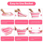 Collapsible Mop Bucket 4.2 Gallon(16L)-Pink White