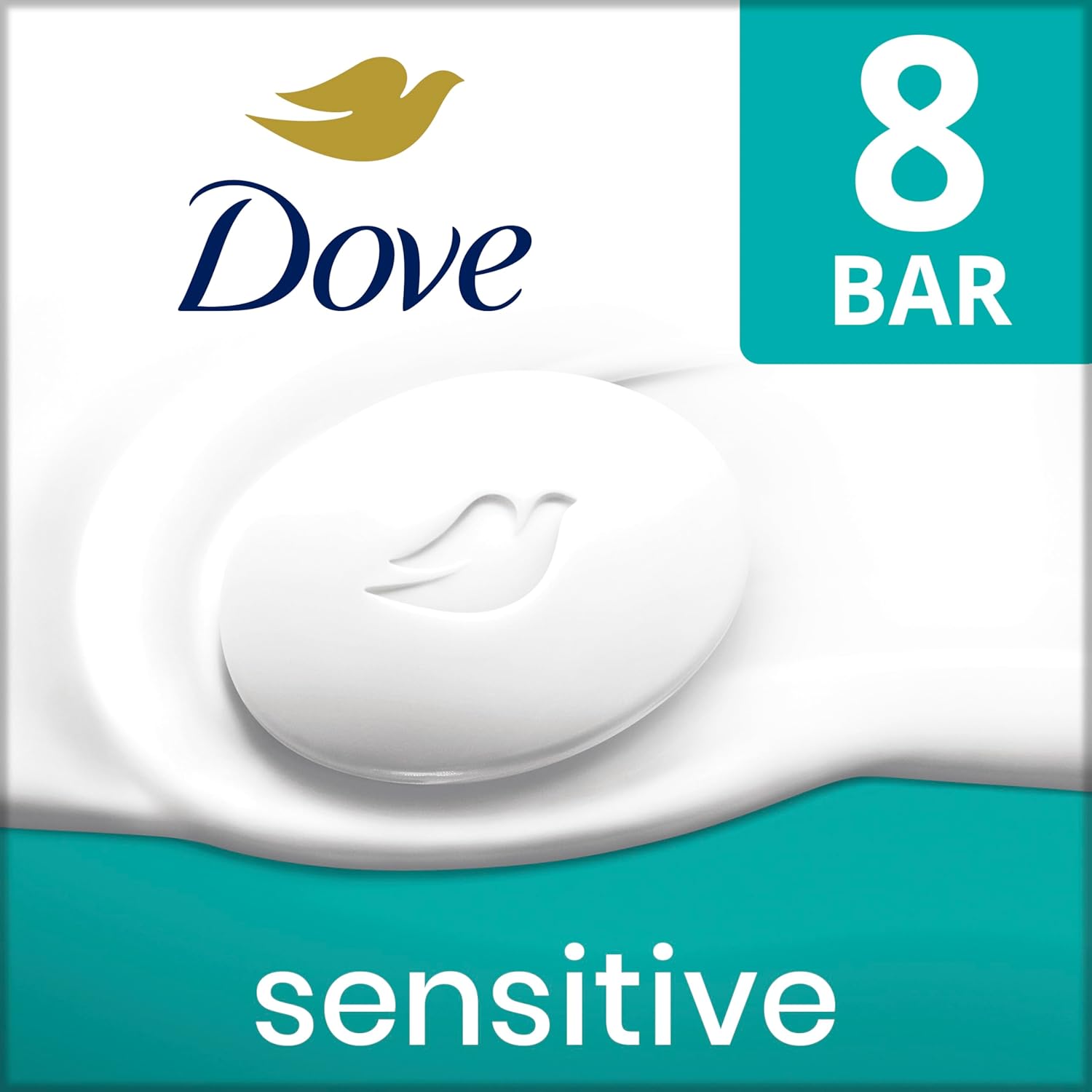 Beauty Bar Soap Sensitive, 8 Bars for Sensitive Skin, Fragrance Free and Hypoallergenic 3.75 oz