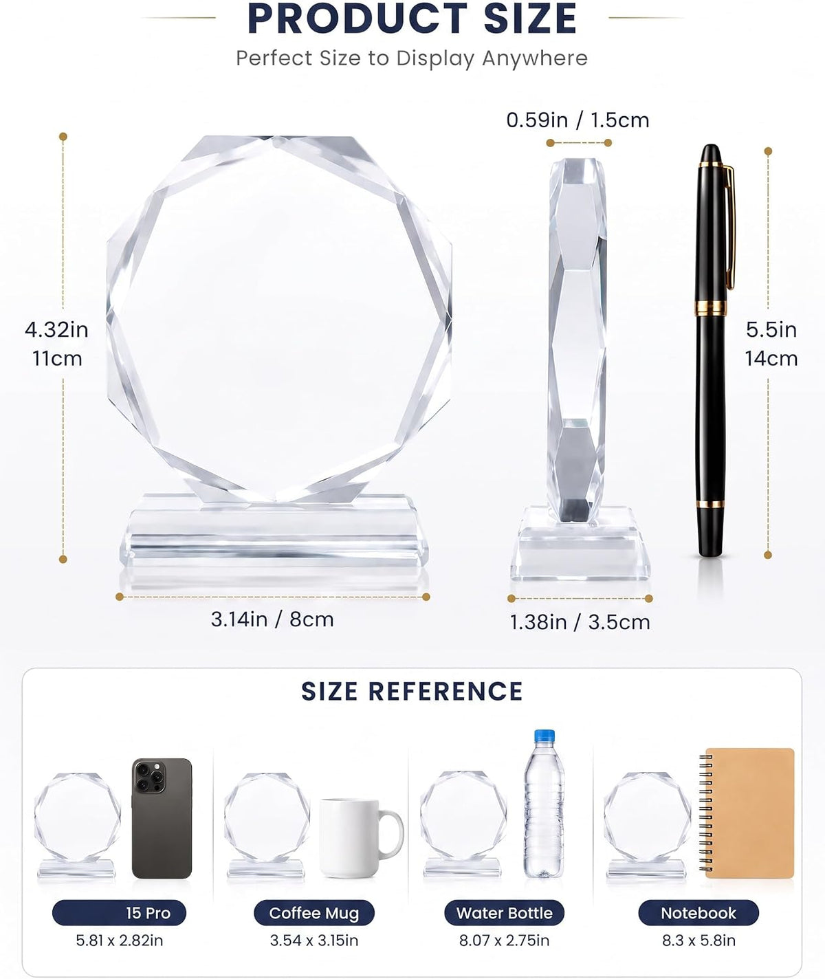 Engravable Crystal Award Plaque for Employee Recognition