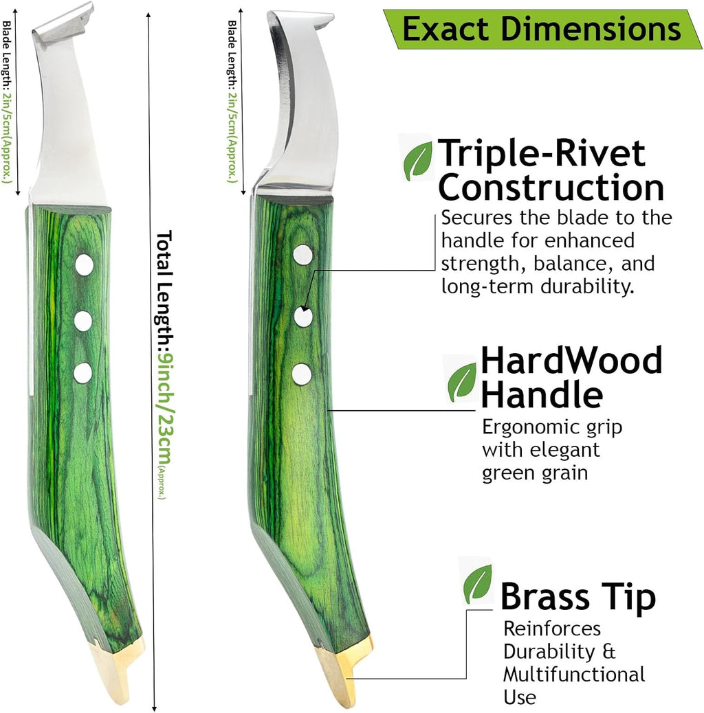 Premium Farrier Loop & Hoof Knife with Brass End – Professional Hoof Trimming Tool for Horses, Cows & Livestock