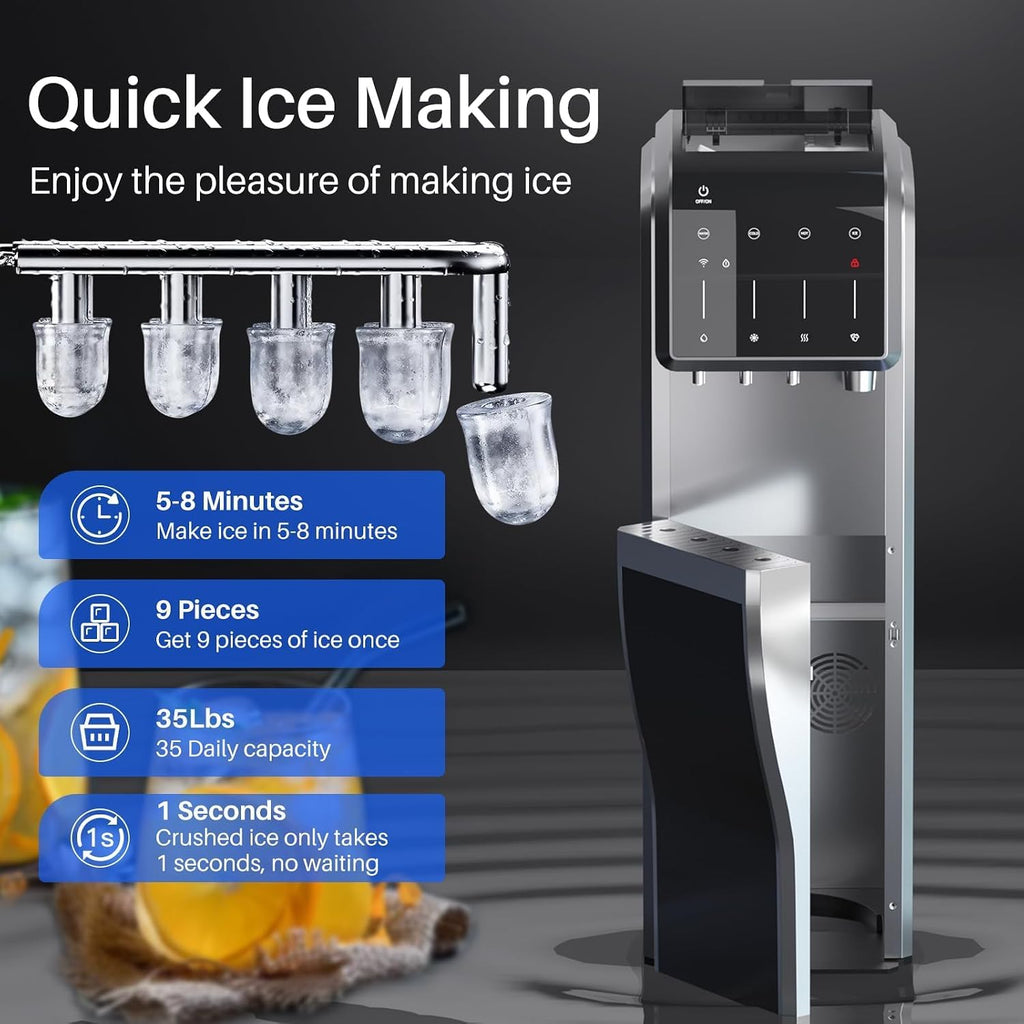 5-in-1 Water Cooler Dispenser with Ice Maker