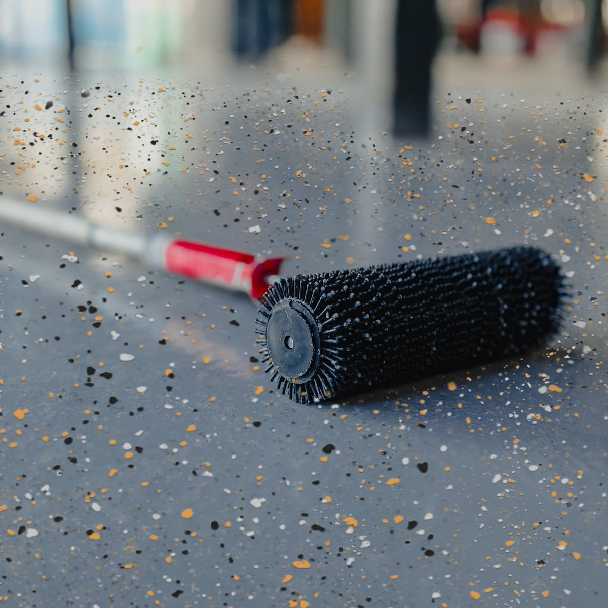 6.17 lb Epoxy Floor Flake, Black White Grey Yellow, 6-8 mm