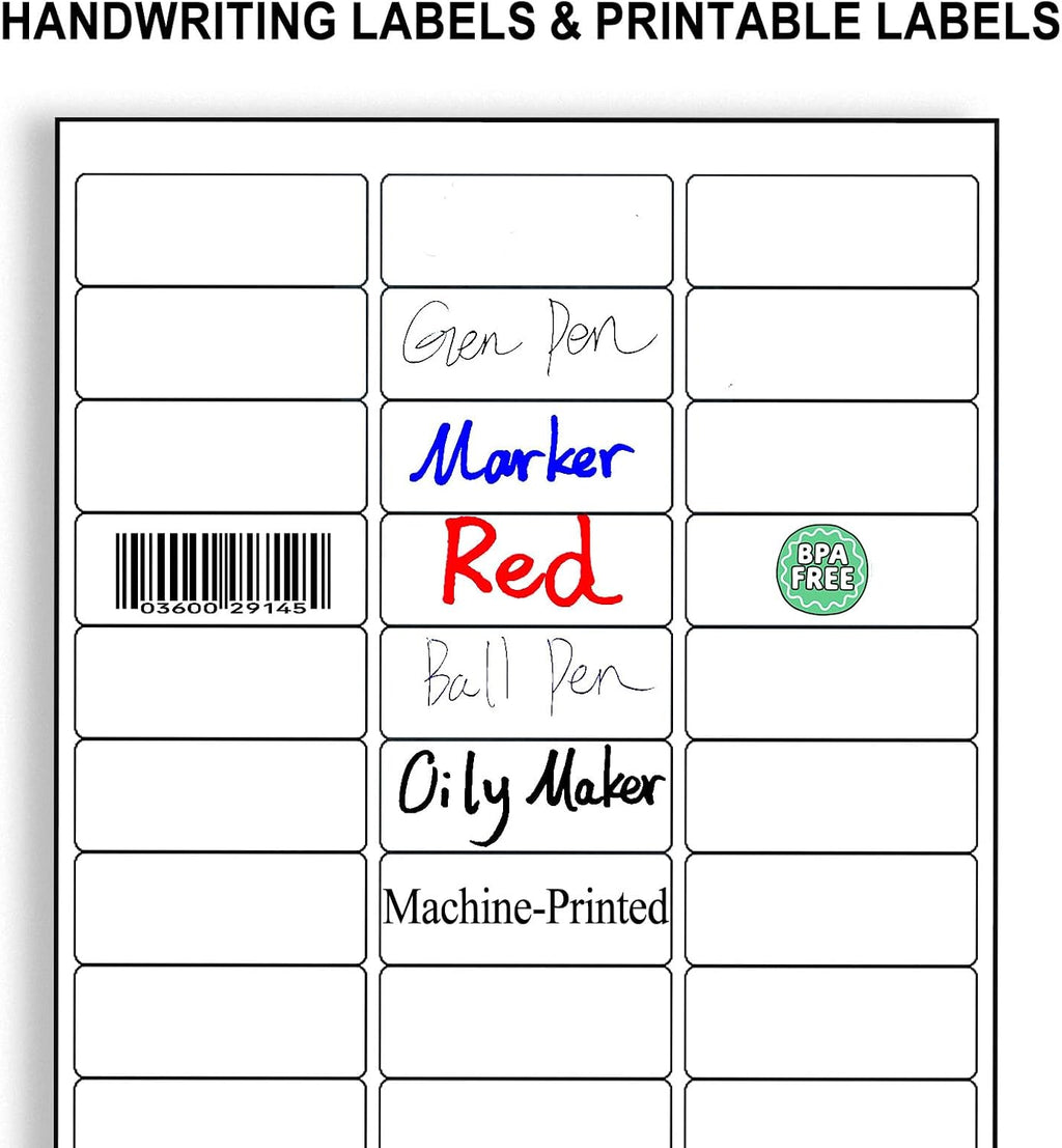 1" x 2-5/8" Address Labels, 1200 White Mailing Labels, 40 Sheets
