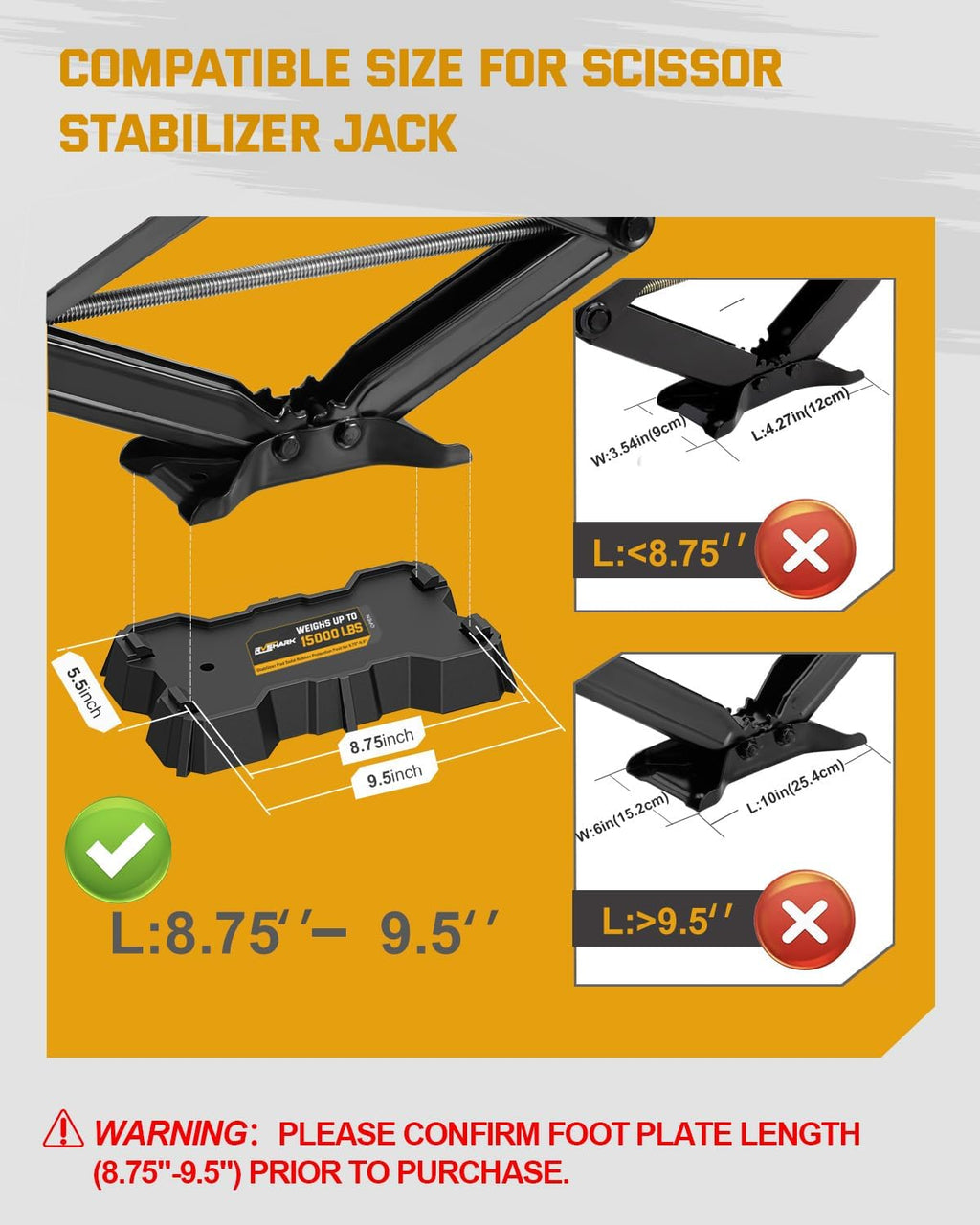 RV Stabilizer Jack Pads for 8.75"-9.5" Length Scissor Jack,4 Packs | 15000lbs,Heavy Duty RV Leveling Blocks,Study
