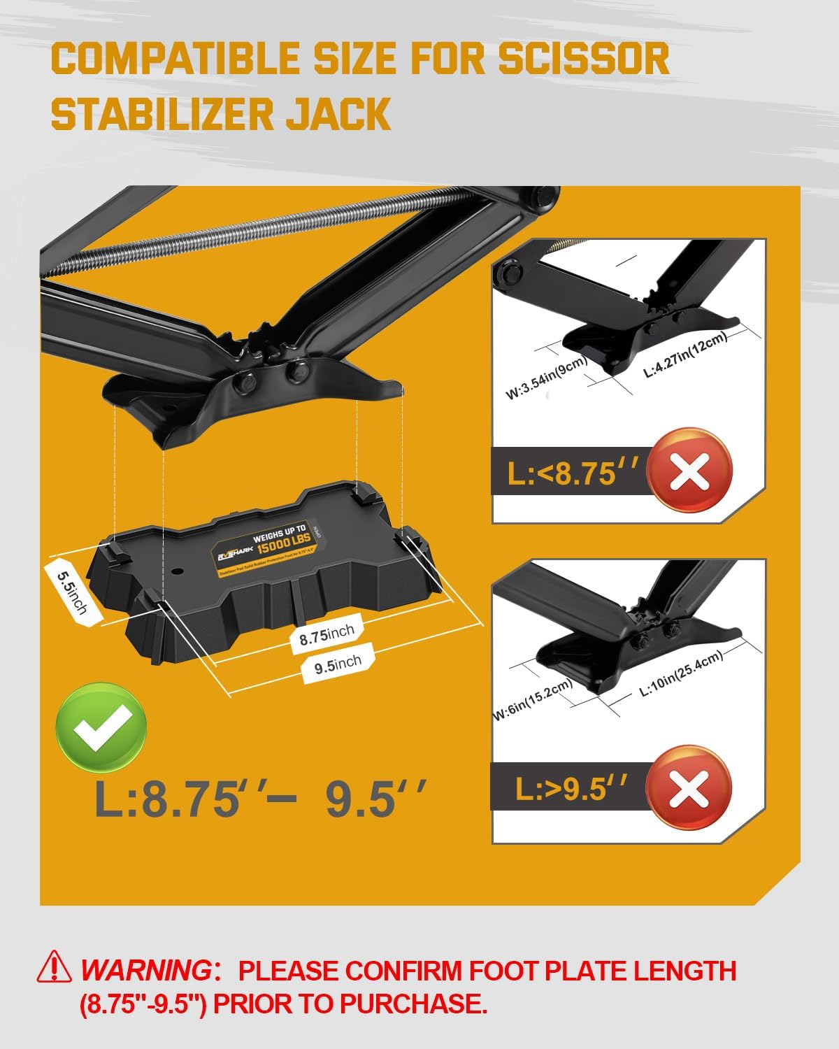 RV Stabilizer Jack Pads for 8.75"-9.5" Length Scissor Jack,4 Packs | 15000lbs,Heavy Duty RV Leveling Blocks,Study