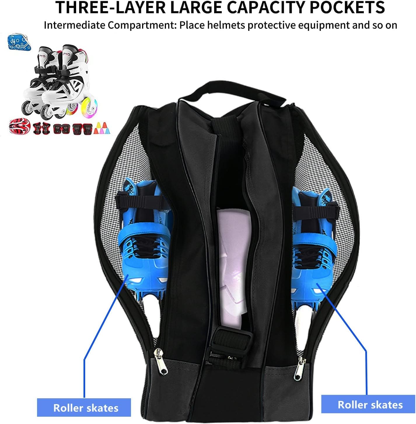 Roller Skate Bag, Breathable Ice Skate Bags, Figure Skating Bag, Roller Skate Accessories for Kids and Adults