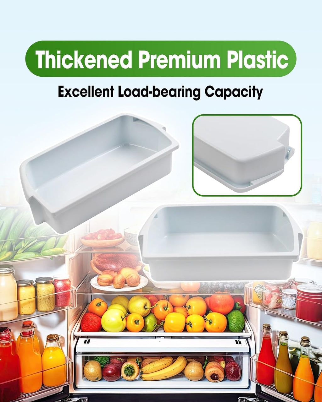 2 Pcs Refrigerator Door Shelf Bin Replace WP2204812 2204812 AP6006531