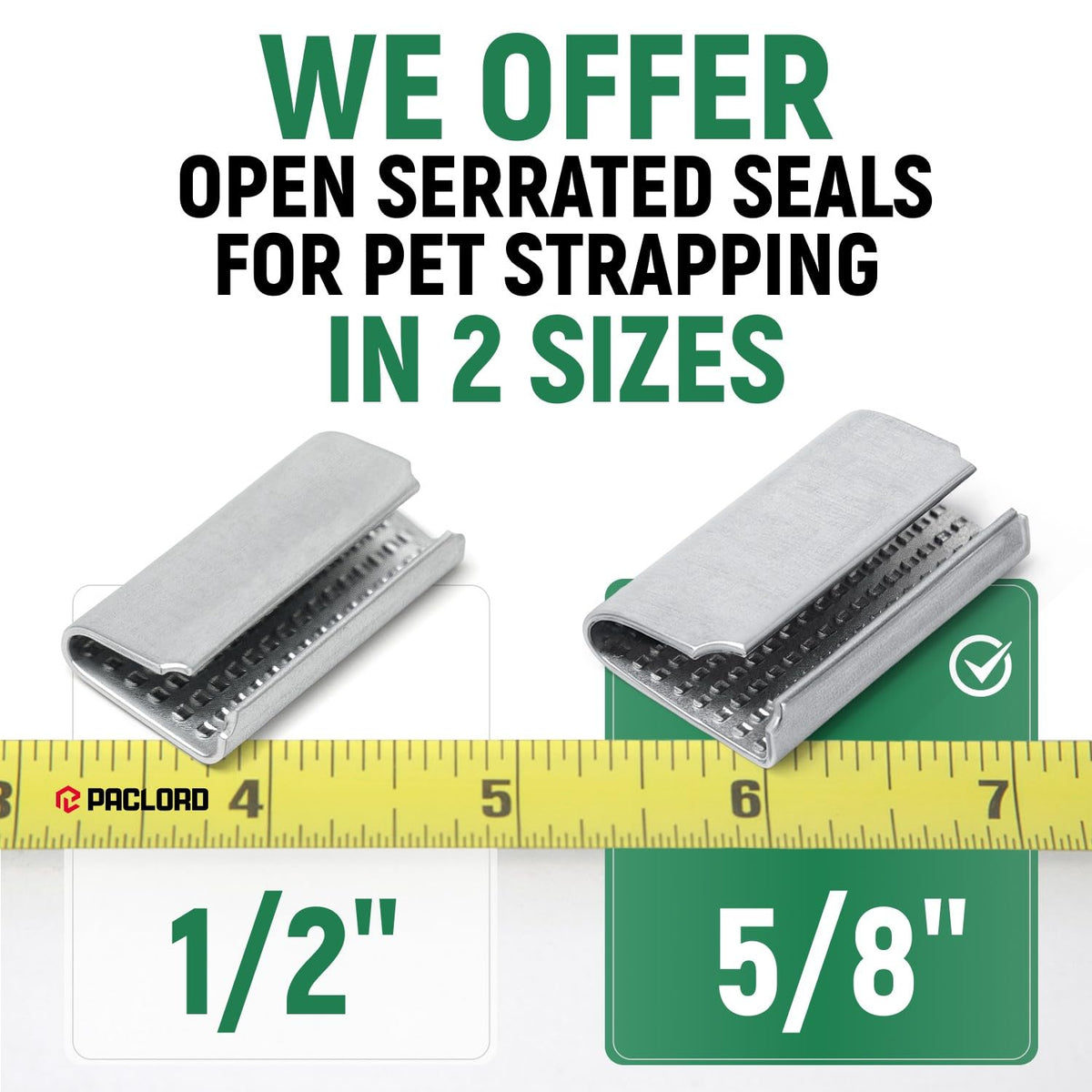 Open Serrated Seals for 5/8" PET Polyester Strapping, Pack of 500