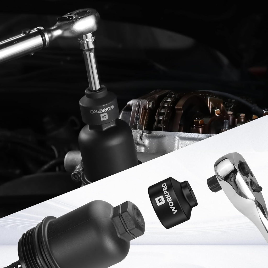 28mm Oil Filter Socket Wrench, Oil Filter Removal Tool, Oil Filter Change Set, Ideal for Some Dodge Ram 6.7L Cummins