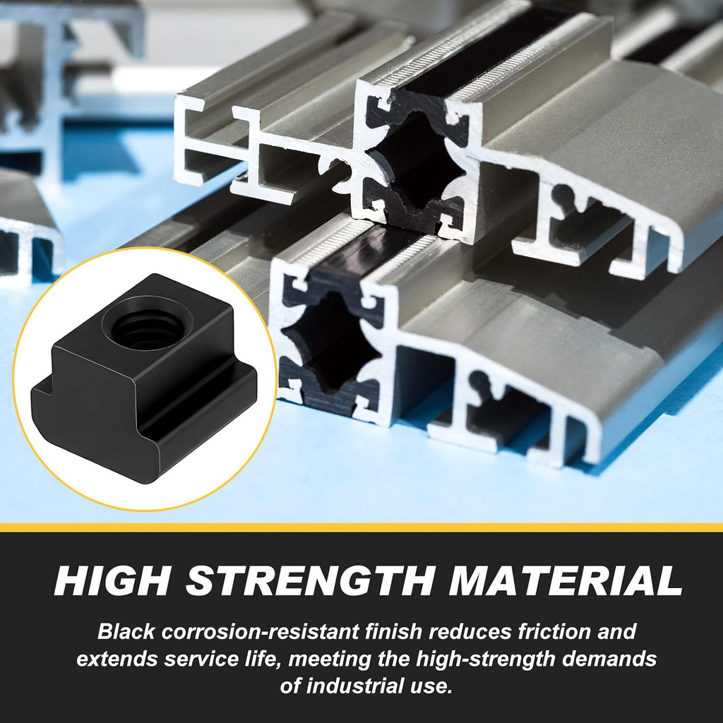 Yaocom 20 Pcs M10 T Slot Nuts, 3/8 Threads Black Oxide Finish Table Slot