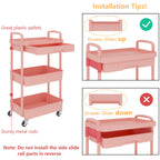 3-Tier Utility Cart with Drawer & Wheels, Storage for Home,Office