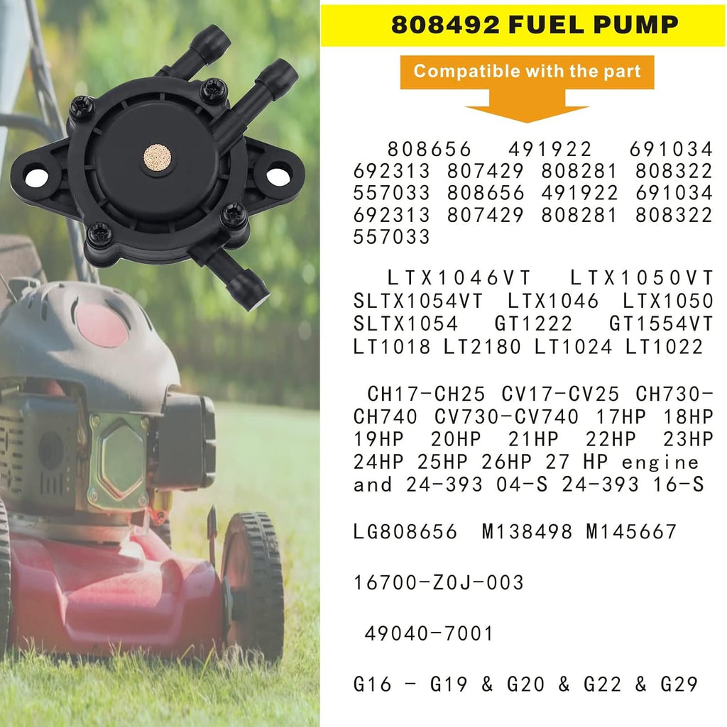 Replace Lawn Mower 808492 597338 and Cub Cadet 、Craftsman Fuel Pump
