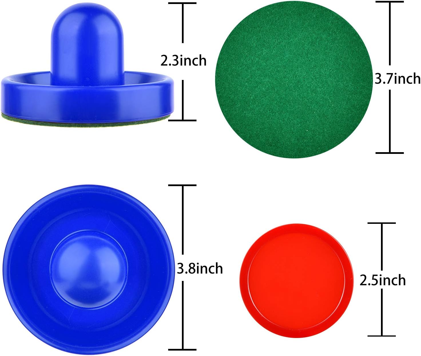 Air Hockey Pushers and Pucks, Air Hockey Paddles with Felt Bottoms, Goal Handles Paddles Replacement Accessories with