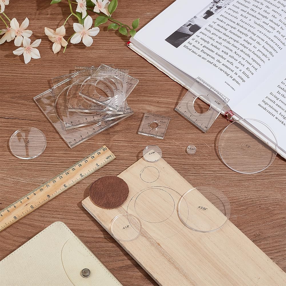 Pack of 6 Router Templates Circle Inlay Templates Clear Drawing Scale Rulers Acrylic Router Jig Template Decorative