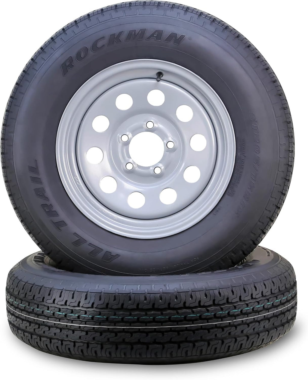 Trailer Tire Wheel ST205/75R15 8-Ply D 107M 5X4.5 Silver Mod Rim S2