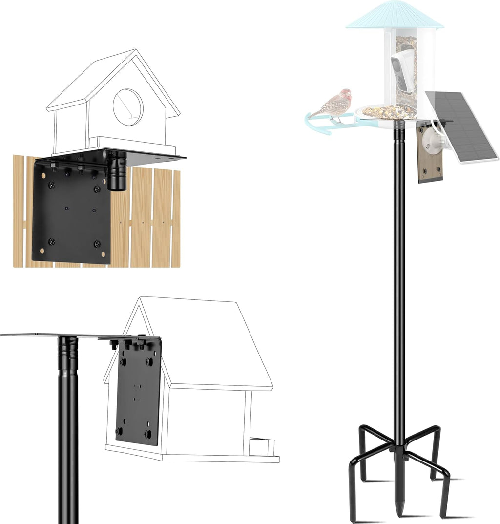 Bird Feeder Pole, 109 Inch Heavy Duty Bird House Pole Kit for Outdoors, with 5-Prong Base Feeding Station for Wild