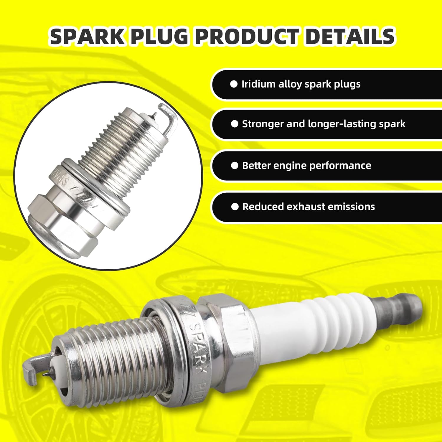 Set of 1 Ignition Coils Pack UF566 22433-AA500 & 4 PCS Iridium Spark Plugs with Wire Set Compatible with Subaru