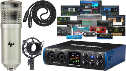 Studio 24c 2x2 USB Audio/MIDI Interface with with Studio One Artist Software Pack and Lyxpro Condenser Microphone Kit