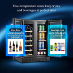 24 Inch Wine and Beverage Refrigerator, Dual Zone Beveage Fridge
