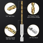 MACXCOIP 16Pcs 1/8" Hex Shank Titanium Twist Drill Bit Set