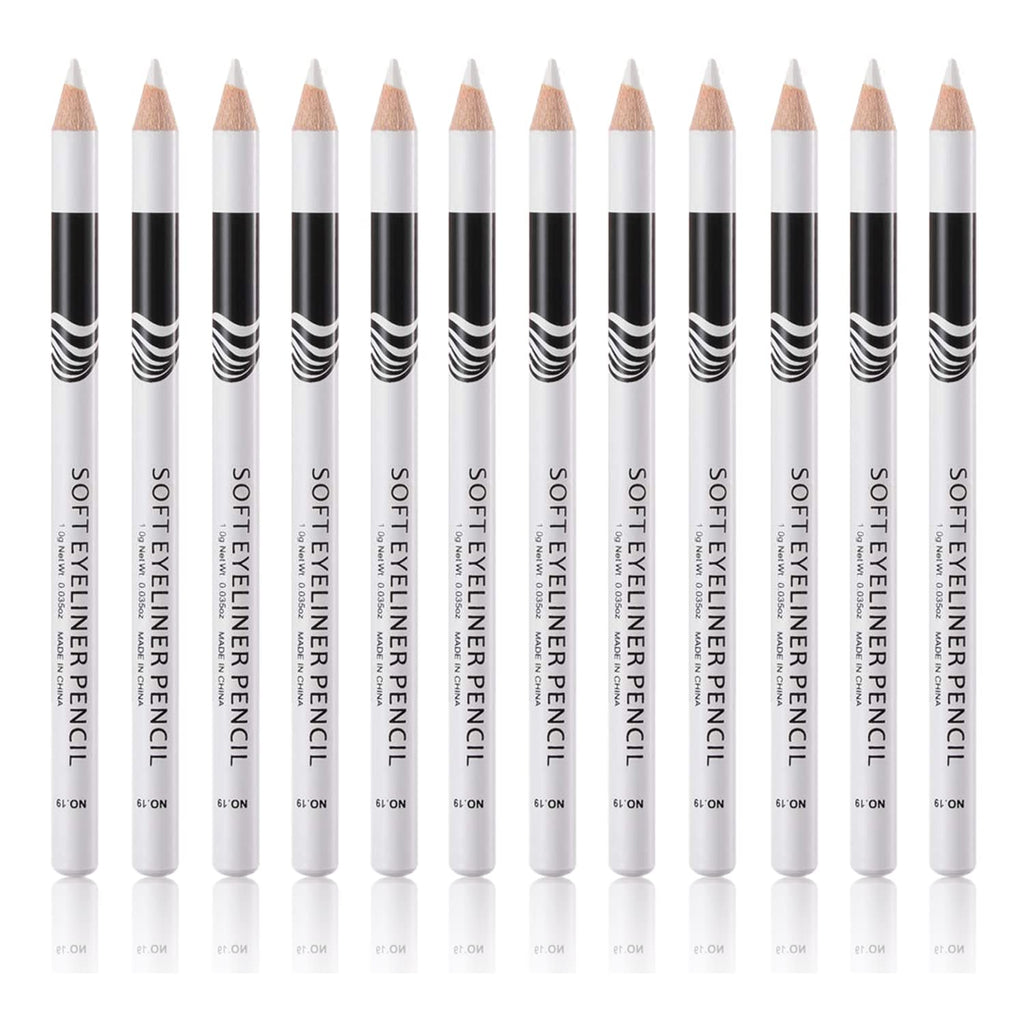 12 PCS White Eyebrow Eyeliner Pencils,White Eyeshadow Makeup Pen,Sweatproof Eye Highlighter Makeup