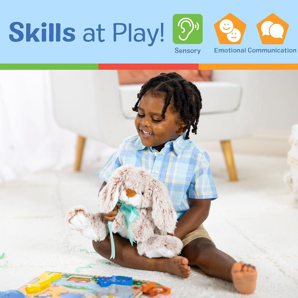 Melissa & Doug Burrow Bunny Stuffed Animal Plushie with Big Feet, Floppy Ears & Fluffy Tail, Adorable Pretend Play
