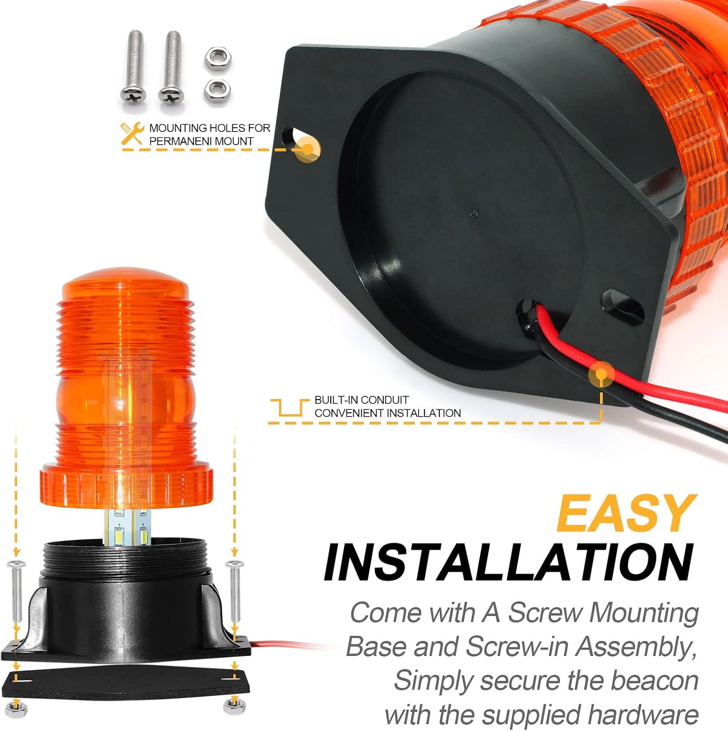 30 LED Amber Forklift Strobe Light 30W Vehicle Roof Safety Beacon Light for 10-110V Mower, ATV, Trucks, Tractor, Golf