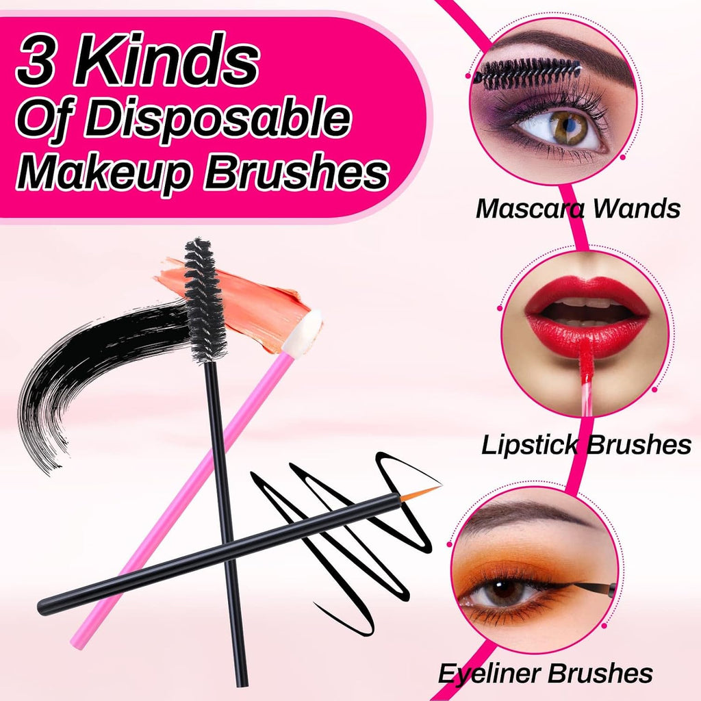 Disposable Makeup Accessories with Makeup Applicators Triangle Makeup Puffs, Mascara wands, Disposable Lip
