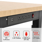 48" Adjustable Workbench, Rubber Wood Top, 2000 LBS Capacity