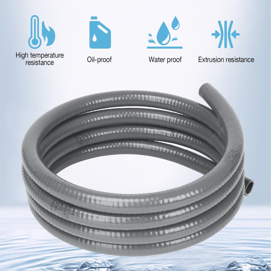 1/2 Inch 10 ft Liquid Tight Conduit Kit, Flexible Electrical Conduit Kit