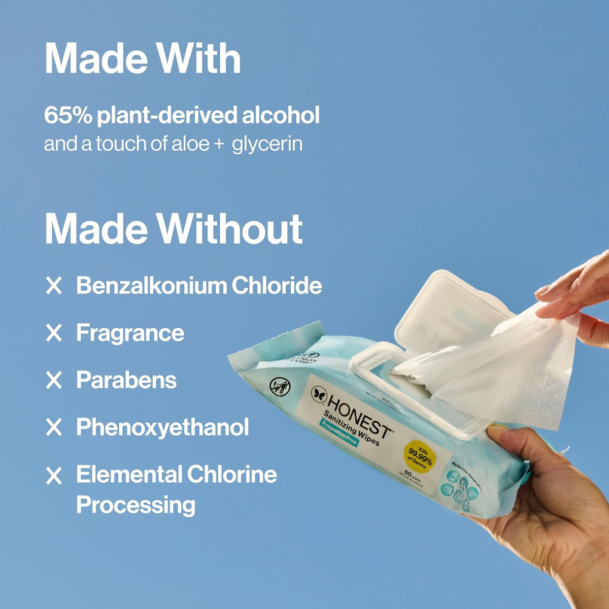 Sanitizing Wipes, Fragrance-Free, Antibacterial, 150ct