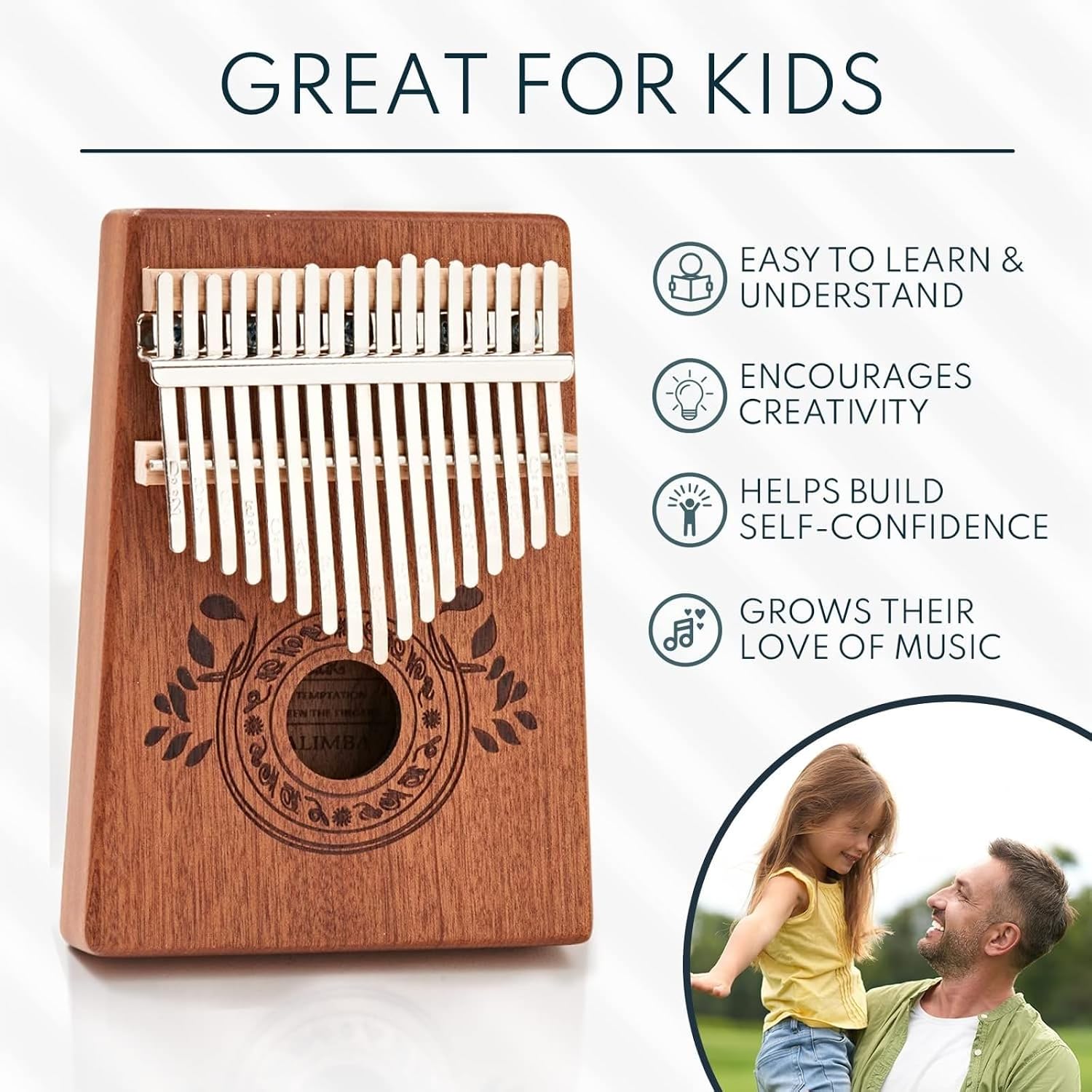 17-Key Kalimba Thumb Piano - Portable Mahogany Percussion Mbira Instrument - Beginner Tuning Set, Music Instruments