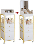 Makeup Cart Organizer with Mirror, Floor Makeup Organizer Large | Make Up Organizers Vanity Cart Cosmetic Display