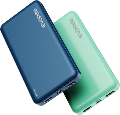 2-Pack Portable Charger, Slimmer 10000mAh Power Bank, USB C in&Out Fast Charging Battery Pack, External Portable