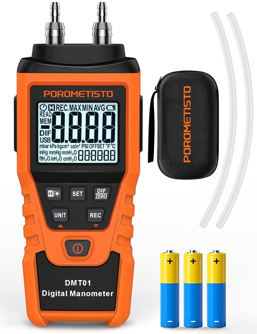DMT01 Digital Manometer POROMETISTO, Manual Calibration Custom Zero