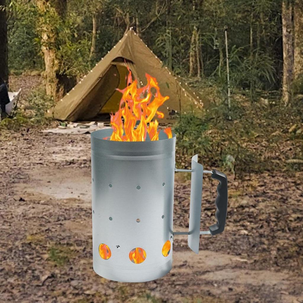 Charcoal Chimney Starter, Stainless Steel Fast Fire BBQ Charcoal Burner Bucket with Heat-Insulated Handle for Camping