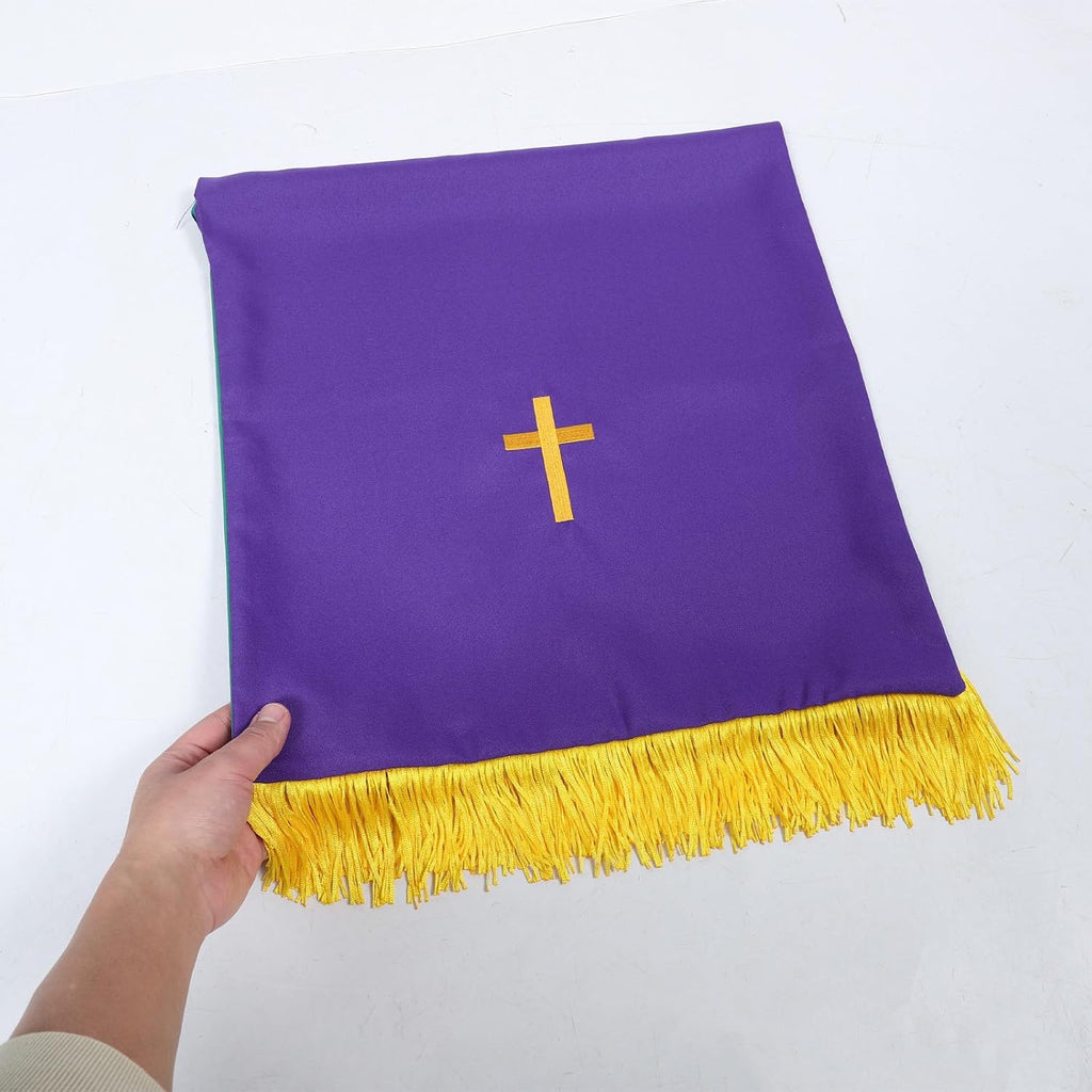 Reversible Church Altar Pulpit Cloth Set with Embroidered Cross