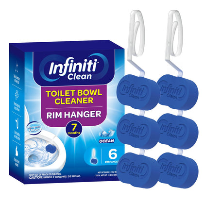 Toilet Bowl Cleaner Rim Hanger, 6 Count Automatic Bowl Toilet Cleaner, Cleans and Freshens Toilet Bowl, 7 Month (Ocean)